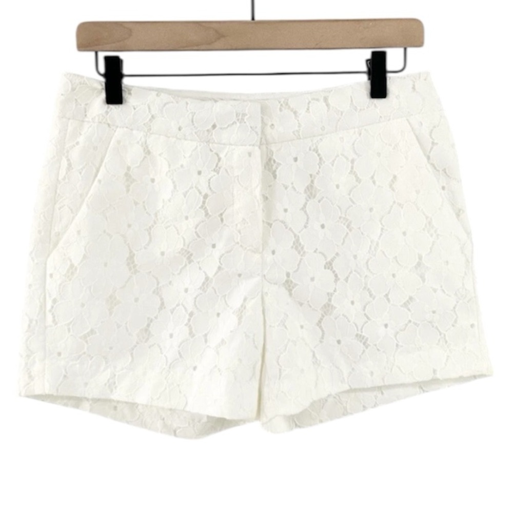 SAINT TROPEZ WEST Mid Rise White Lace Shorts